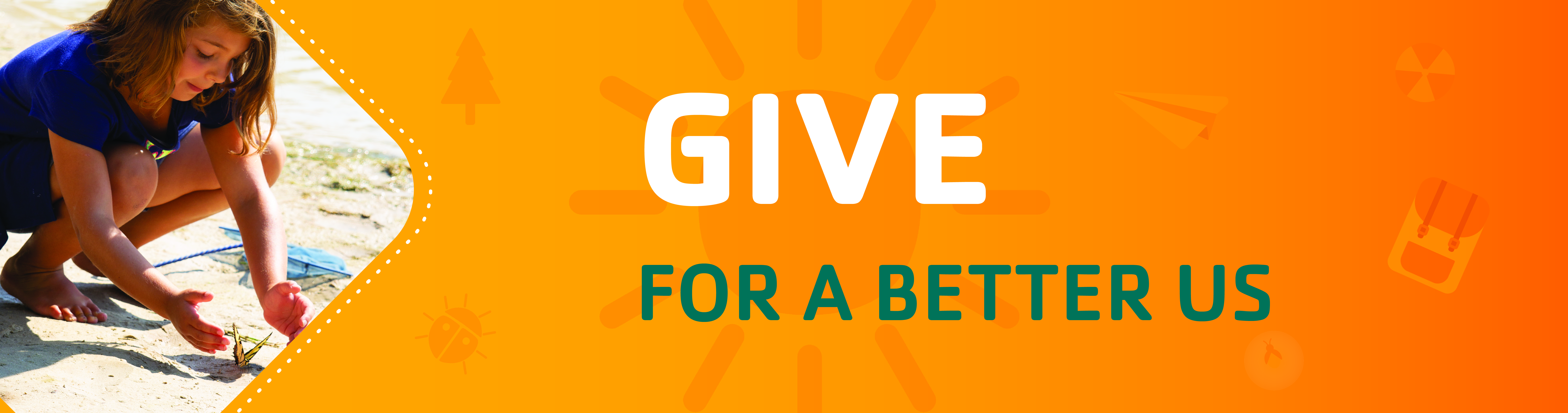 Donate - Give for a Better Us Orange Graphic